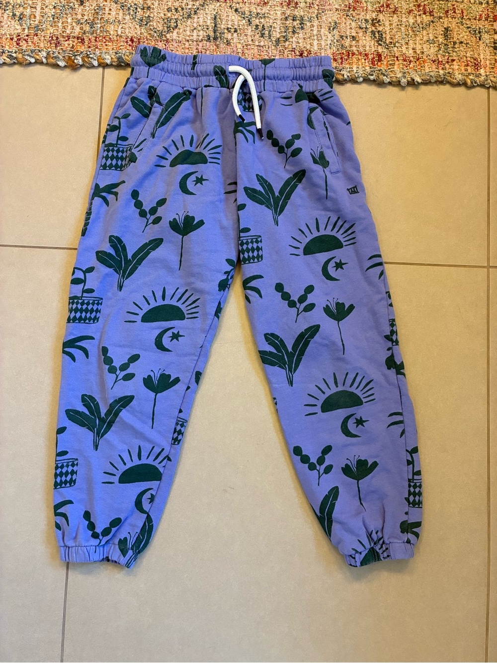 Munster Purple Jogger Pants with Green Botanical Print